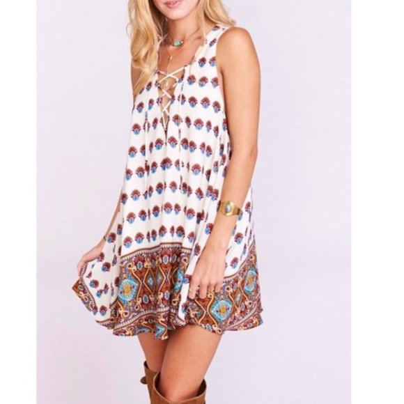 Show Me Your Mu Mu L Rancho Mirage lace Up The Victorian Dress NWT - Picture 3 of 8